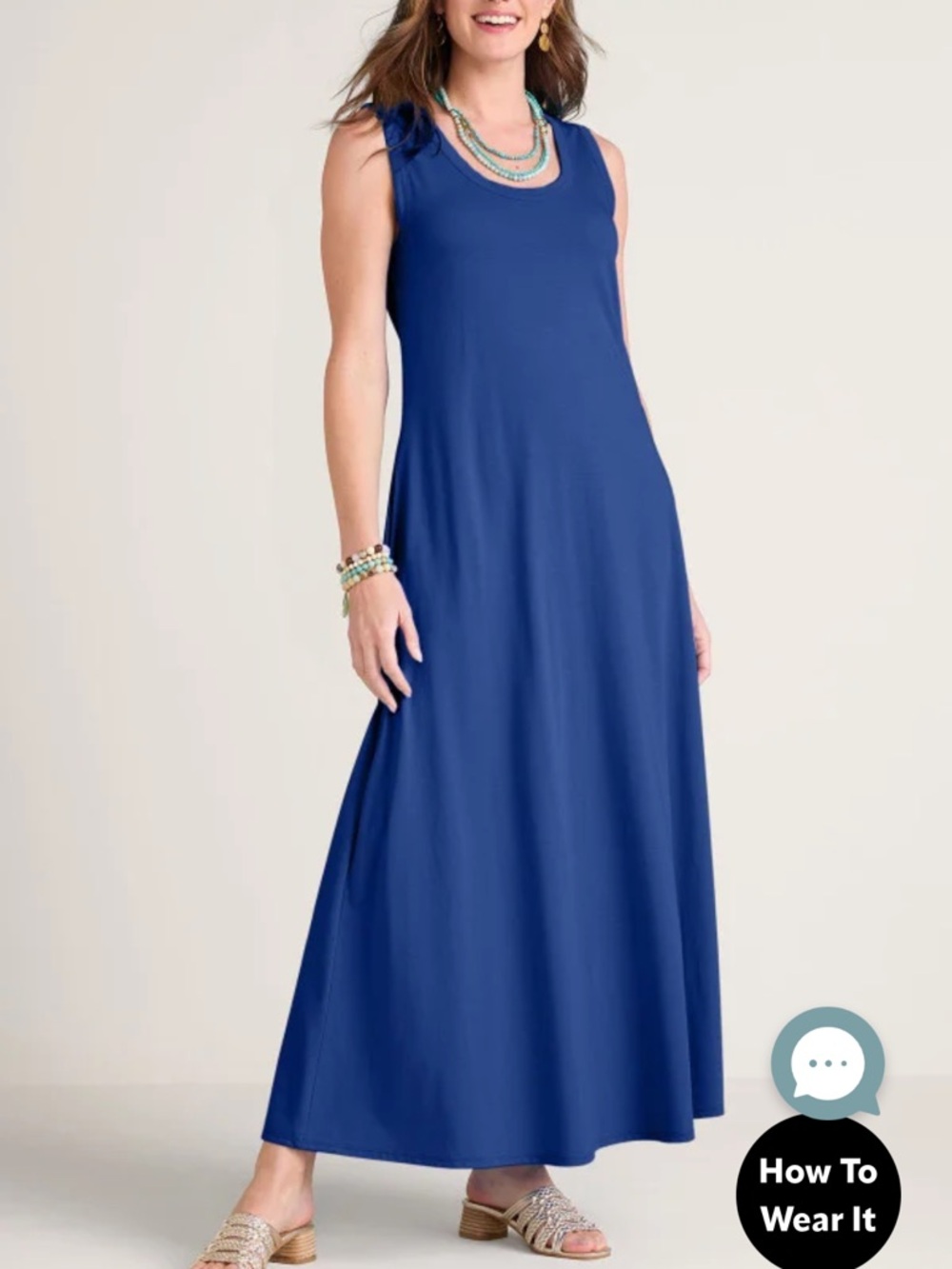 Soft Surroundings Sleeveless Royal Blue Maxi Dress